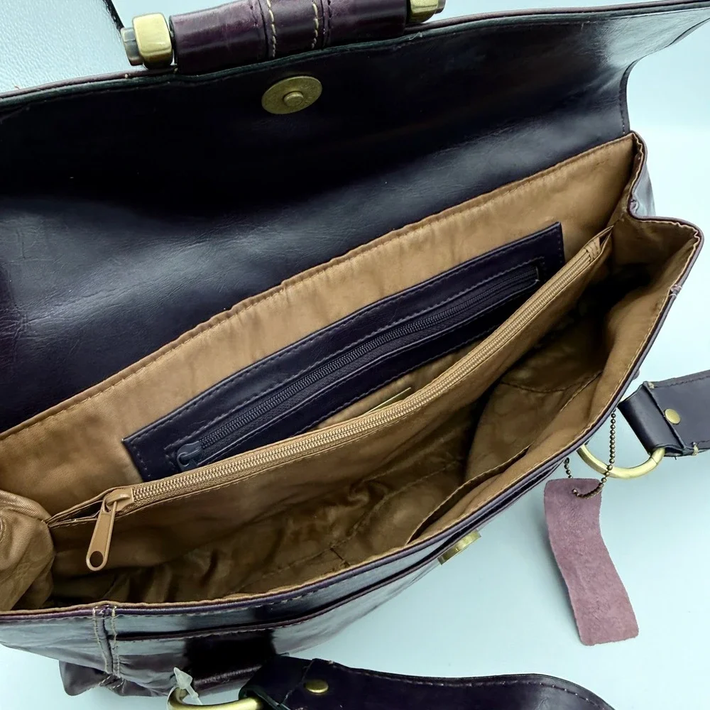 Apt. 9 Shoulder Bag Womens Plum Purple Faux Leather Brass Hardware Y2K Aesthetic